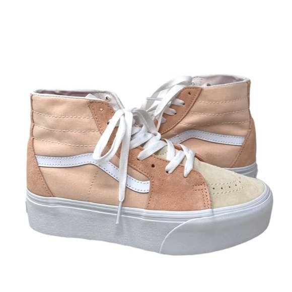 VANS Sk8-Hi Tapered Platform Shoes Skate Peach Women's Suede Canvas VN0A5JMKBOD - Picture 4 of 9